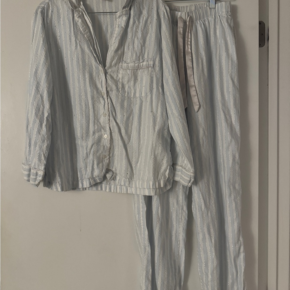 Victoria's Secret Light Blue and White Striped Top